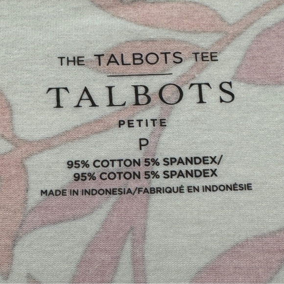 Talbots Petite P Floral Print Tee Pink Orange Red Short Sleeve - Picture 4 of 5